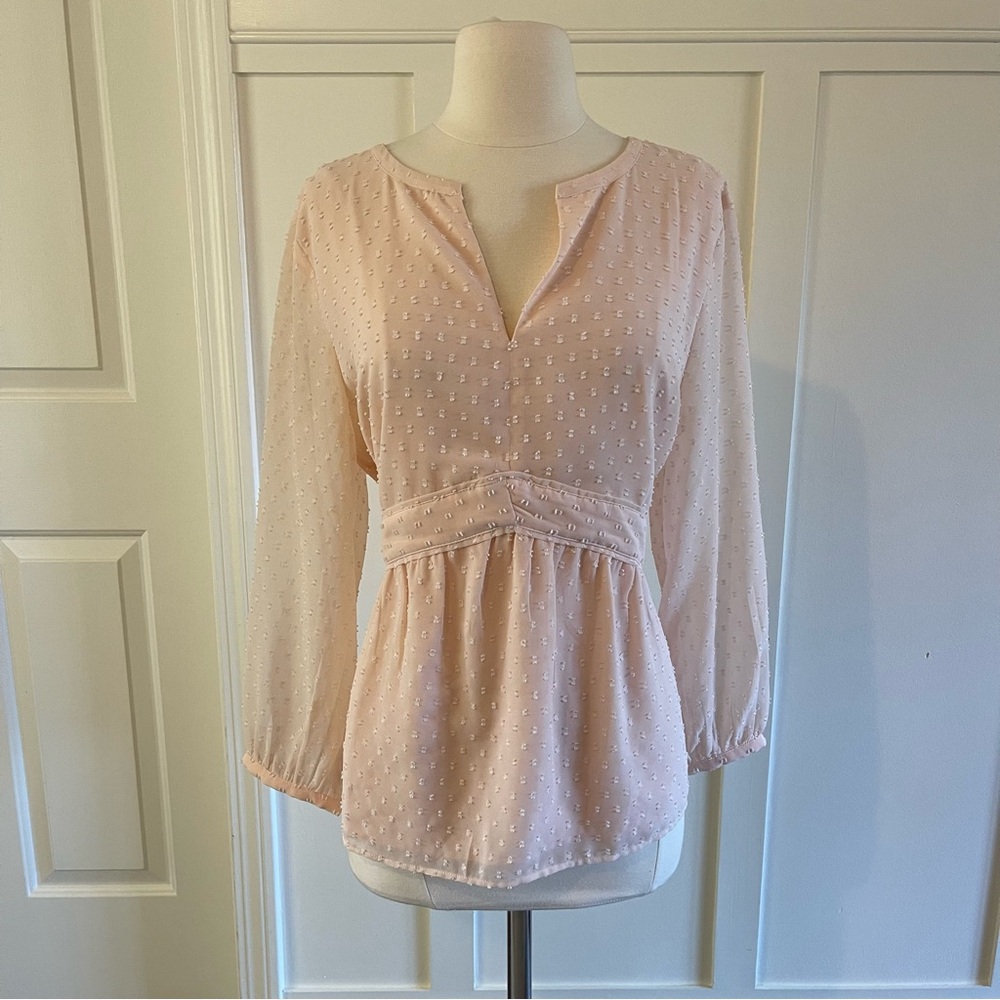 Loft Light Pink Long Sleeve Blouse